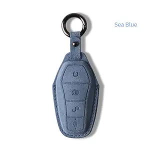 WZAUTO üreticileri toptan otomobil aksesuarları kişilik BYD için özel tasarım renkli süet araba anahtarlık kapağı