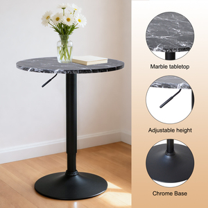 <span class=keywords><strong>Table</strong></span> de bistrot ronde réglable de 70-91 cm avec plateau en marbre noir, <span class=keywords><strong>pivotante</strong></span> à 360°, <span class=keywords><strong>table</strong></span> haute pour café et maison - Product Image 4