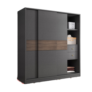 מותאם אישית מודרני עץ מלא בגדים אחסון דלת הזזה ארון עץ אלון דלת חדר שינה ריהוט לשימוש ביתי - Product Image 2