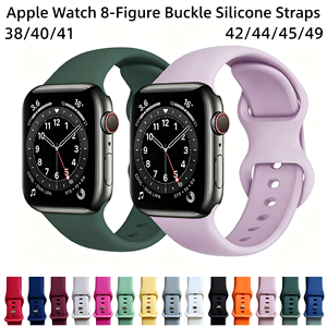Bracelet de montre en silicone de couleur unie avec fermoir papillon en forme de huit pour Apple Watch Series 8, compatible avec IWatch - Product Image 2