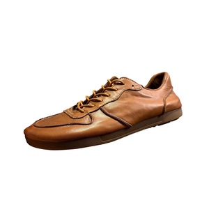 Qinhong Kuqi Men's Brown Leather Lace-up Casual Shoes <b>Low</b> <b>Heel</b> Soft Sole Breathable Boat Shoes Youth Style - Product Image 1