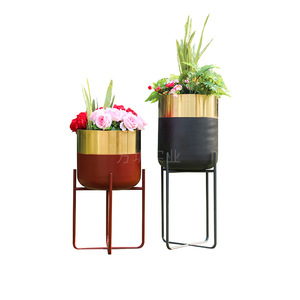 Jardinière de sol en acier inoxydable, circulaire, moderne, minimaliste, pour jardin extérieur, pot à fleurs en métal avec revêtement en poudre pour plantes - Product Image 5