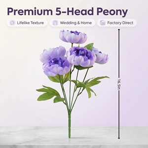 Bouquet de pivoines, roses et gypsophiles artificiels en gros, fleurs en soie avec verdure pour mariage, maison, vase, table, décoration de fête - Product Image 2