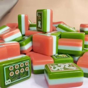 Fichas de Mahjong Americanas Pintadas a Mano con Óleo y Acrílico, 3 Capas, Color Naranja, 160 Piezas, para Uso en Interiores, Juego de Regalo para el Hogar, Acabado Pulido a Mano - Product Image 2