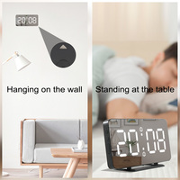 Réveil numérique à miroir LED Température électronique Horloge murale de table Snooze Montre USB Veilleuse Maison Bureau Réveil intelligent