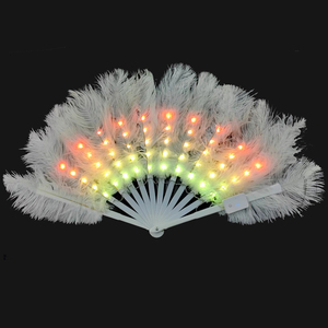 <span class=keywords><strong>2024</strong></span> plus récent promotionnel USB rechargeable LED artisanat pliable plume ventilateur à main Led ventilateurs de danse - Product Image 1