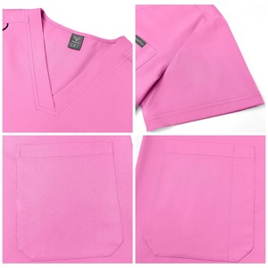 Tenues d'infirmières pour femmes, col en V, manches courtes, pantalon droit, plusieurs poches, uniforme extensible pour infirmières, cliniques, hôpitaux - Product Image 3