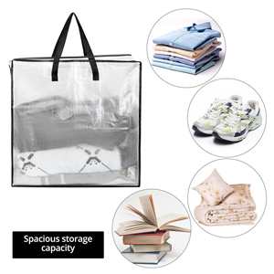 Wholesale Custom Size Waterproof Clear Storage Bag with Zipper and Handle Foldable Transparent Moving Tote for Quilt and Clothes - Product Image 4