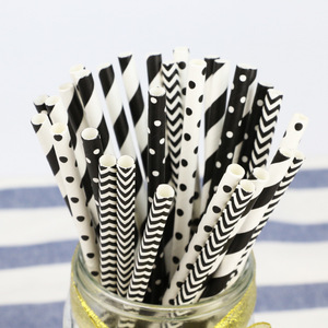 Black And White Paper <b>Straws</b> 25 Pack Disposable Party Decorative <b>Straws</b> <b>For</b> <b>Drinks</b> Desserts - Product Image 1