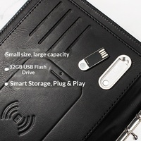 Agenda de luxe tendance A5 en cuir PU avec logo personnalisé, chargeur sans fil, bloc-notes, cadeau pour invités, bureau, entreprise