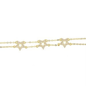 Gold Plated Geometric Charm Jewelry Wholesale Micro Paved Cz Hollow Star Charm Double Chain <strong>Cute</strong> Star <strong>Bracelet</strong> - Product Image 3