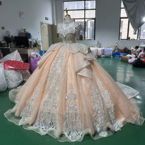 Elegante Vestido de Novia Moderno con Apliques de Encaje Estilo Princesa Francesa, Vestido de Novia con Cola para Mujer, Vestido de Novia XS102 - Product Image 4