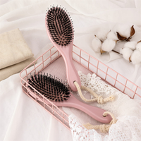 Brosse à cheveux coussinée antistatique, brosse à cheveux à picots avec embouts en forme de boule pour femmes, massage du cuir chevelu, outil de coiffage des cheveux, rose