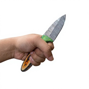 Couteaux Rajput à lame fixe Drop Point en acier Damas forgé 20 cm, manche en bois Pakka bleu, garantie 3 ans, pour le camping et la survie DIY - Product Image 2