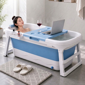 <span class=keywords><strong>Baignoire</strong></span> <span class=keywords><strong>pliable</strong></span> en plastique avec couvercle, mobile et portable, <span class=keywords><strong>baignoire</strong></span> multifonctionnelle pour adultes et bébés - Product Image 3