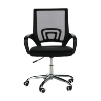 Chaise de bureau exécutive moderne 2026 Hanlin 9050Z à dossier mi-haut, base en acier inoxydable, accoudoirs en PP, tissu en maille