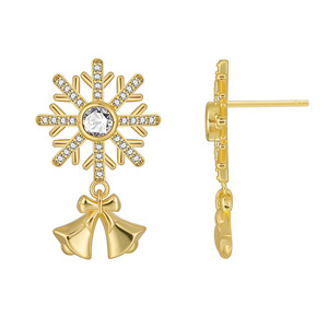 Pendientes de Aro con Forma de Copo de Nieve, Chapados en Oro, Exquisitos y Románticos, de Latón, Joyería de Lujo Ligero, Regalo de Navidad - Product Image 4