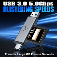 Pembaca Kartu Dual Connector USB C USB 3.0 SD Micro SD Bebas Driver, Pembacaan Simultan, Adaptor OTG Aluminium untuk MacBook Laptop PC