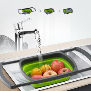 ตะกร้ากรองผักผลไม้แบบพับได้ รูปทรงสี่เหลี่ยม วางเหนืออ่างล้างจาน ทำจากพลาสติก - Product Image 3