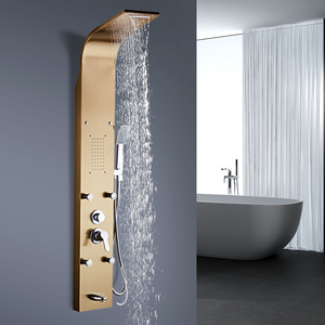 Luxury Dual-Handle Bathroom <strong>Shower</strong> Panel Waterfall Rainfall Massage Jets Brushed Surface Spout <strong>Shower</strong> <strong>Control</strong> for Apartments - Product Image 4