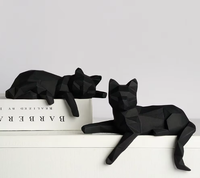 Ensemble de 2 sculptures de chats en résine, ornements d'art moderne à facettes, style antique, pour décoration de bureau et meuble TV
