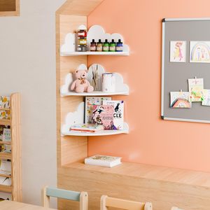 Ensemble de 3 étagères murales flottantes en bois en forme de nuage de couleur <span class=keywords><strong>blanche</strong></span> pour la chambre des enfants, pour ranger les jouets et les livres - Product Image 3