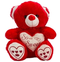 Animaux en peluche personnalisés, ours en peluche rouge doux et adorable pour la Saint-Valentin, cadeaux avec rembourrage en coton PP pour unisexe