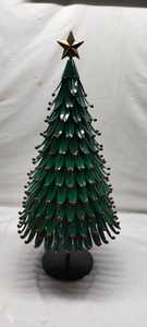 Metal <b>Christmas</b> <b>Tree</b> Miniature Set of 3 Galvanized Cone <b>Trees</b> on Wooden <b>Base</b> Indoor Decor - Product Image 5