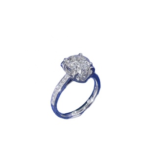 Luxury Round Cut Lab Grown Diamond Engagement <b>Ring</b> 14K 18K White Yellow Rose Gold <b>Crown</b> Setting Pave Band VVS VS CVD HPHT - Product Image 2