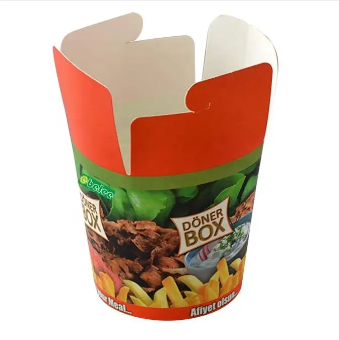 16oz 26oz 32oz Take Away Round Custom Print Chinese Noodle Box Kebab Doner Paper Food Box