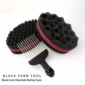 Ouranmi Barbershop Éponge de coiffage pour permanente de cheveux noirs et <span class=keywords><strong>dreadlocks</strong></span> africaines, et Barre de permanente en acier pour coiffure Hip-Hop Puff - Product Image 6