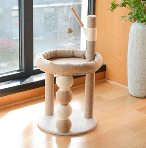 Tempat Tidur Kucing Berlapis Sisal, Mainan Pohon Garukan Indoor dengan Produk Kucing Lucu, Bola Bulu untuk Anak Kucing, Tiang Garukan Kucing - Product Image 3