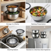 Ensemble de 5 bols mélangeurs en acier inoxydable avec couvercles en verre, kit de bols de cuisson emboîtables de différentes tailles pour la cuisine