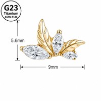 Set Perhiasan Tindik Titanium ASTM F136 Berbagai Macam CZ Flat Back Labret Stud Earrings Bentuk Daun Kucing, Hati, Bunga untuk Cartilage, Helix, Tragus