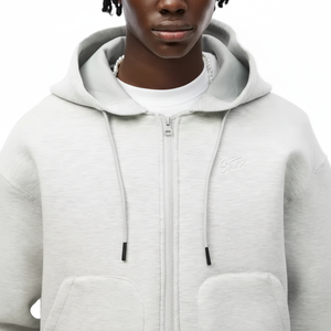 Sudadera con cremallera y efecto de neopreno 450gsm personalizada para hombre Sudadera con capucha Graceful Winter Grace con patrón sólido diseñada para hombre - Product Image 1