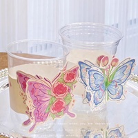 Papillon fleur tasse manchon insérer carte lait thé tasse Logo personnalisé jetable étanche papier manchons