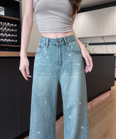 Nouveau jean en denim extensible à jambe droite pour femmes Style respirant de rue haute avec coupe baggy taille haute