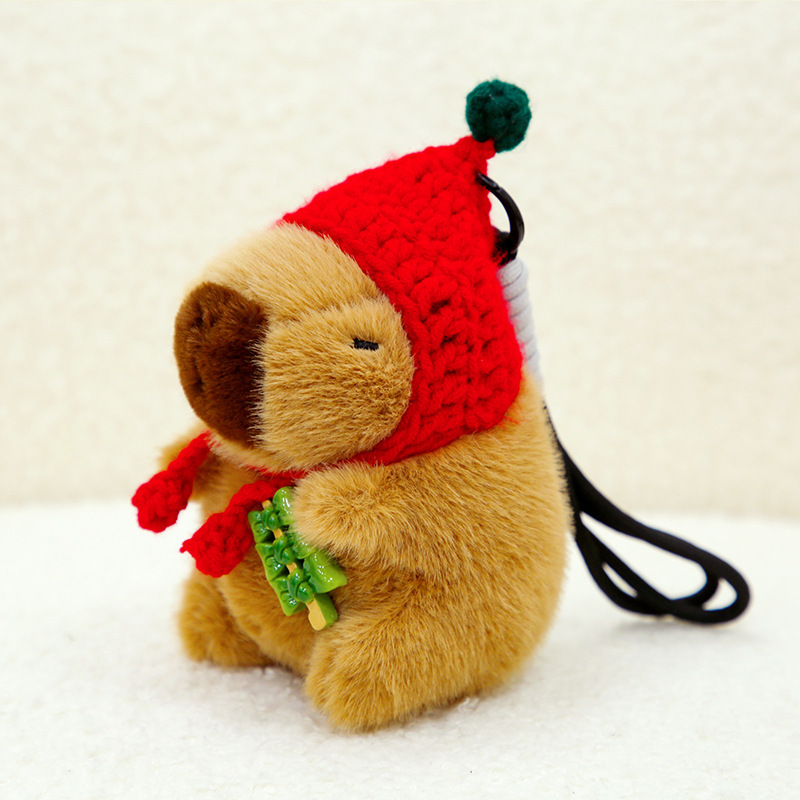 Pendentif Capybara - chapeau rouge algue - pendentif premium 15cm 4inch