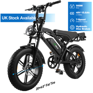 Bicicleta Eléctrica en Stock en el Reino Unido, Velocidad Máxima de 25 km/h 48 km/h, 48 V 500 W, Neumático Grueso de 20 Pulgadas, Freno Hidráulico, Bicicleta Eléctrica Retro para Europa - Product Image 1