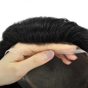 Sistema di Sostituzione <span class=keywords><strong>Capelli</strong></span> Durevole da <span class=keywords><strong>6</strong></span> Pollici con <span class=keywords><strong>Base</strong></span> in Seta e Pizzo Frontale, Toupet in <span class=keywords><strong>Capelli</strong></span> Indiani, Protesi Capillare Professionale per Uomini - Product Image 5