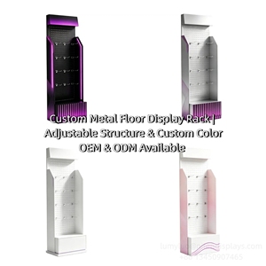 Custom <b>Printed</b> Metal Display <b>Rack</b> Metal Floor Beauty Product Pegboard Display Stand - Product Image 5