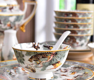 Cookware Equator Jungle Series Tableware Set Bowls <b>and</b> Plates Porcelain Dinner Set Minimalist <b>Cup</b> Kit Western Ceramic Bone China - Product Image 6