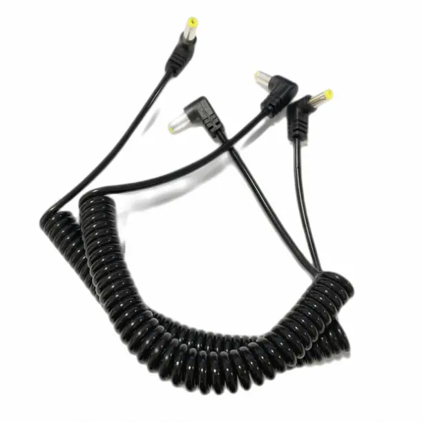 Schwarz 5521 DC-Stromkabel mit gebogenem Kopf 2-adriger Feder stecker adapter Kupferleiter-Lade adapter kabel Spiral kabel Draht