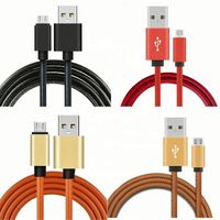 Kabel Data Pengisian Cepat Micro USB Kulit PU untuk HTC U12 Life / HTC Desire 620
