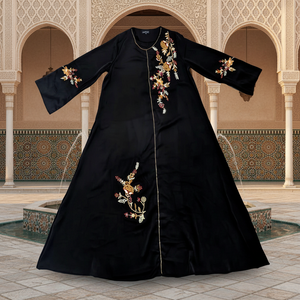 Abaya di Lusso per Donne - <span class=keywords><strong>Abito</strong></span> Mediorientale <span class=keywords><strong>con</strong></span> Ricami Computerizzati e Strass in Tessuto Acetato - Product Image 4