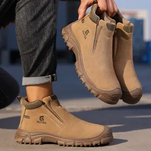 Sapatos de segurança para soldador, sapatos leves de aço para trabalho, sapatos de segurança para homens, couro industrial