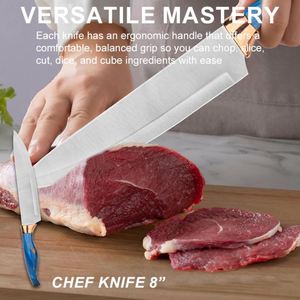Premium 6 PCS Kitchen <b>Knives</b> Cooking Cutlery <b>Set</b> High Carbon Stainless Steel <b>Sharp</b> Blade Bread Steak <b>Knife</b> With Universal Block - Product Image 4