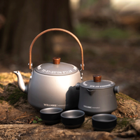 Bouilloire d'eau d'extérieur Wellhike 1,1 L en aluminium pour le camping, le pique-nique, l'ébullition de l'eau, le thé, le café, avec bec verseur