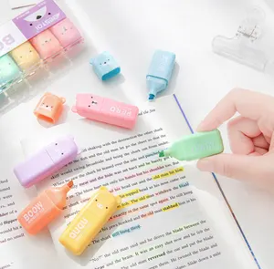 Creative Cartoon Cute Dear Shape Portable Student Stationery Oblique Head Writing Smooth Color Mini Highlighter Pen