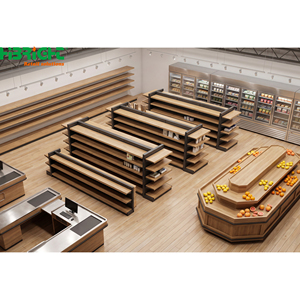 <b>Wooden</b> Supermarket Shelves Retail Display Rack Gondola Shelf Floor Standing Store Fixture for Grocery Store - Product Image 6